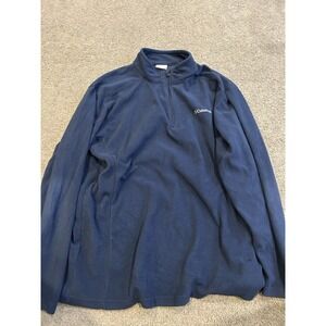 Columbia Pullover Mens XL Teal Fleece Quarter Zip Mock Neck Hiking Outdoor